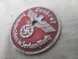 German lisence plate badge Duits embleem welke bevestigd werd op het nummerbord  Landrat  des kreises Lebusin Seelow ( Mark).