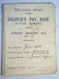 Belgium paybook, Belgisch paybook 1945 Genie soldaat