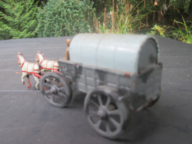 Tin toy Belgium soldiers. Blikken speelgoed, vooroorlogs klein model Belgische soldaten met paard en wagen Made in Germany bijzonder stuk.