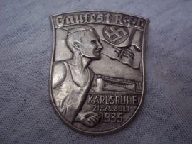 German tinnie, rally badge. Duitse tinnie Gaufest RfL Karlsruhe 21-28 juli 1935.