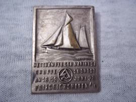 German tinnie, rally badge, Duitse tinnie Wettkämpfe der Marine SA, Gruppe Sudwest am 18/19 juni 1938 Friedrichshafen, met maker.