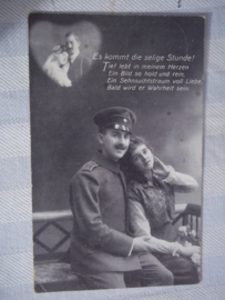 Duitse postkaart, soldaat en meisje, beschreven