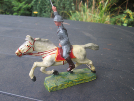 French officer on horse.  Franse officier op paard met sabel.