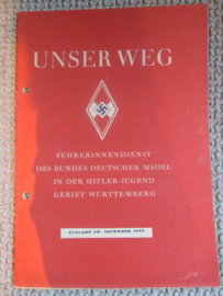 Hitler- Jugend Bund Deutscher Mädel blad UNSER WEG ausgabe JM november 1942.