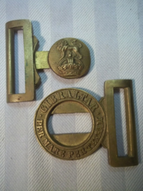 British buckle of the Royal marines with the old type of crown. Engels koppelslot Marines met de oorlogskroon.