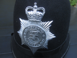 British Bobbyhelmet Derbyshire constabulary. Bobby helm politie. mooi model
