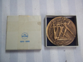 Bronzen penning KLM 1919-1969- 50 jaar in doosje