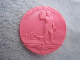 German tinnie, rally badge Duitse tinnie NSDAP Oberdonau - 1939. Die ersten Kreistage. met maker en RzM stempel.