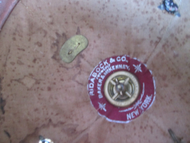 US cloth helmet M1860 New/York National Guard Excelsior Brigade 1861/1864 Pinhelm Amerikaanse helm vuurverguld beslag nette staat bijzonder stuk.