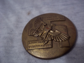 German tinnie, rally badge, Duitse tinnie H.J. Bann 312- 1. Aufmarsch 7 juni  1936 - Babenhausen. Hitler- Jugend tinnie groot model.