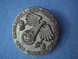 Duitse tinnie, rally badge, Duitse tinnie Kreisappell der NSDAP - Neustadt/ Weinstrasse 1939.plastic uitvoering met RzM stempel.