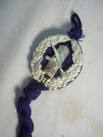 East- germany lanyard of the border troops, blue with gold badge. DDR, NVA schietkoord voor de grenztruppen.