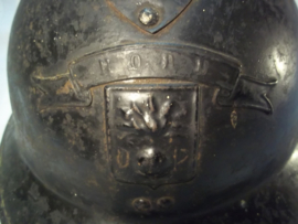 French helmet DP Defense Passive with citation above the helmet badge very rare. Franse helm Luchtbescherming met banderol NORD zeer apart