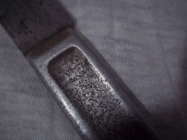 US messtin with knife, fork and spoon all nicely dated and marked. Amerikaanse messtin met bestek, gedateerd 1917-1918, zeer bijzondere set zo mooi gemarkeerd met datum.