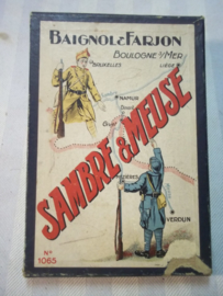 leeg doosje, met militaire afbeelding  Sambre- Meuse, Belgische en Franse soldaat WO1 en Interbellum.