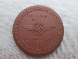 German medal, coin, plaque, Meissen DLV - Werdet Mitglied im Deutschen Luftsportverband - Luftfahrt hilft Deutschland - NS Grossflugtag Dresden Heller 1935. Meissen steingut.