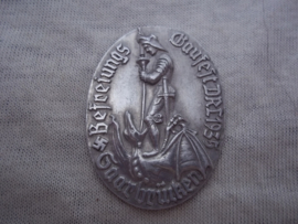 German tinnie, rally badge, Duitse tinnie Befreiungs Gaufest DRL- 1935- Saarbrücken, zonder speld, without pin.