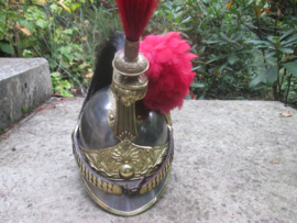 French M 1874 Cuirassier helmet NCO. complete with liner. Marked BREVETE , SGDG. Franse kurassiers helm ook gedragen in het begin van de oorlog 1914/1915, gebruikte doch goede staat.