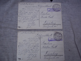 6 postkaarten van dezelfde persoon. 1914-1915-1916- gelegerd in Belgie, met ee nzeer bijzondere uit 1915 vanuit Zwitserland. leuke set.