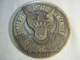 Fire brigade plaque fifty years Spain. Brandweerplaquette penning Spaanse brandweer