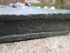 DURSO Belgium soldier on motor. Belgische soldaat op motor met belgische kleuren.