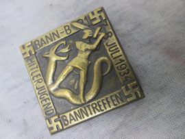 German tinnie, rally badge Duitse tinnie, Hitler- Jugend Banntreffen Bann-B-21 - 7/8 juli 1934 no maker, geen hersteller .