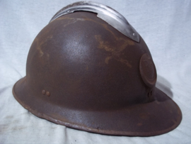 French helmet m-1926 without liner, untouched. Franse helm Model 1926 met 1e model Zouaven embleem, binnenkant gestempeld  Marseille 1936. zonder binnenwerk zo gevonden in Frankrijk.