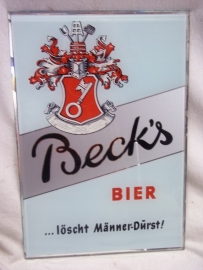 German advertisment billboard made of glass BECK`S beer. Glasreclame Duits bier jaren 60.