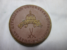 German medal imperial submarines. Duitse stenen penning Meissen gemaakt en gemerkt 1914-1918, unseren gefallenen Unterseebootkämpfern, TOP stuk.