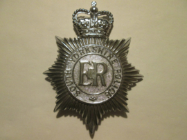 British Bobby helmet badge, South Yorkshire Police. Engelse Bobbyhelmplaat.