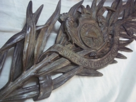 Bronze plaque gravememorial, Bronzen grafplaat voor op monument, UNION FEDERALE, Les Victims de la guerre a leur camarade. Slachtoffers van de oorlog en hun metgezellen.