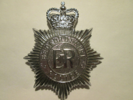 British Bobby helmet badge Bedfordshire Police. Bobby helm embleem.