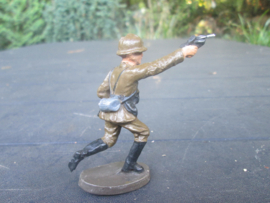 ELASTOLIN Belgium soldie officer with pistol attacking. Belgische soldaat officier met revolver in de aanval leuk figuur zeer goede staat.