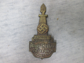 German tinnie, rally badge, Duitse tinnie, Einweihung Adolf Hitler Turm 13 mai 1934. Unterweisbach