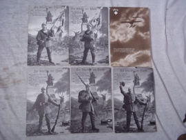 6 postkaarten van dezelfde persoon. 1914-1915-1916- gelegerd in Belgie, met ee nzeer bijzondere uit 1915 vanuit Zwitserland. leuke set.