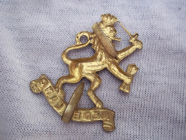 Dutch cap badge, gilt, Nederlands petembleem officieren, vuurverguld. met 2 buigpennen.