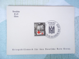 Duitse kaart met postzegel KRAKAU 1940 Duits Rode Kruis DRK Deutsche Post Osten