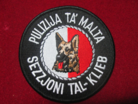 Police sleeve badge Hondenbrigade Malta. Pulizija Ta Malta Sezzjoni tal-Klieb.