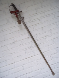 Swiss sword, nicely marked. Solingen. Zwitsers sabel, gegraveerd, met sabelkwast, maker uit Solingen, Berlijns zilver.