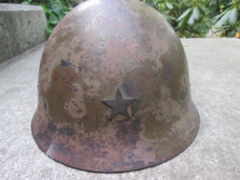 Japanese helmet M-1890, nicely marked used condition, Japanse staalhelm. met originele ster en binnenwerk, mooi gemarkeerd, moeilijk te vinden helm in originele staat. gedragen complete staat.