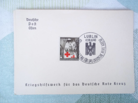 Briefkaart met postzegel en stempel Kriegshilfswerk LUBLIN 1940 Duits Rode kruis DRK