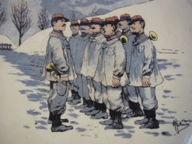 French reservist plate WW1, Frans karikatuur bord. Sarreguemines