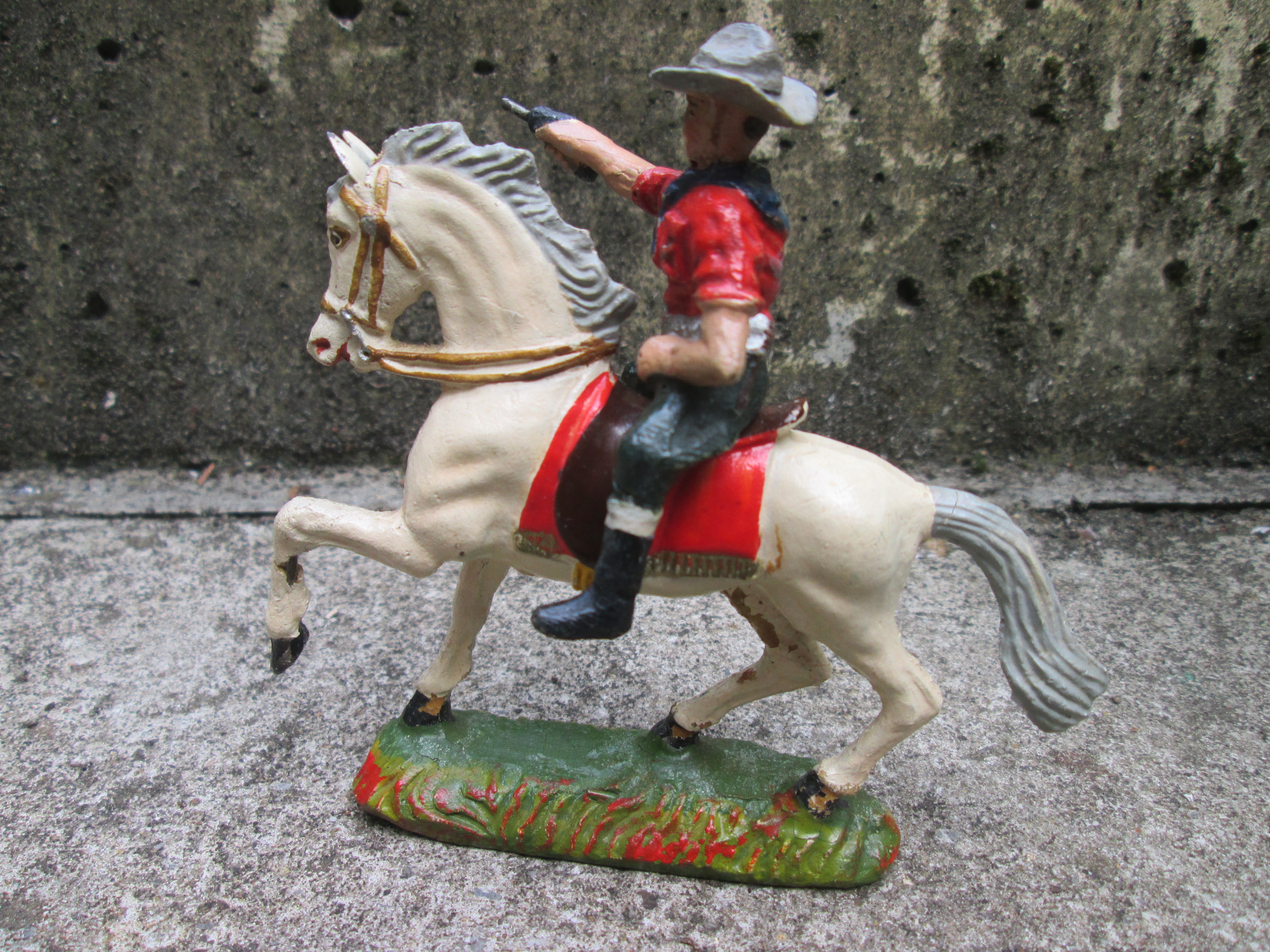 DURSO cowboy on horse with 1 revolver Durso cowboy op paard