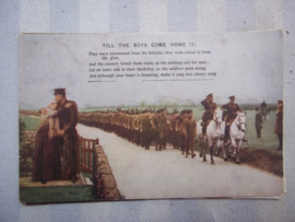 set van 3 Engelse postcards, postkaarten uit WO1. Till the  boys come home.