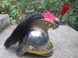 French M 1874 Cuirassier helmet NCO. complete with liner. Marked BREVETE , SGDG. Franse kurassiers helm ook gedragen in het begin van de oorlog 1914/1915, gebruikte doch goede staat.