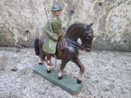 DURSO Belgium officer on horse. Belgische officier met lange jas op paard, leeuwembleem op helm TOP stuk.