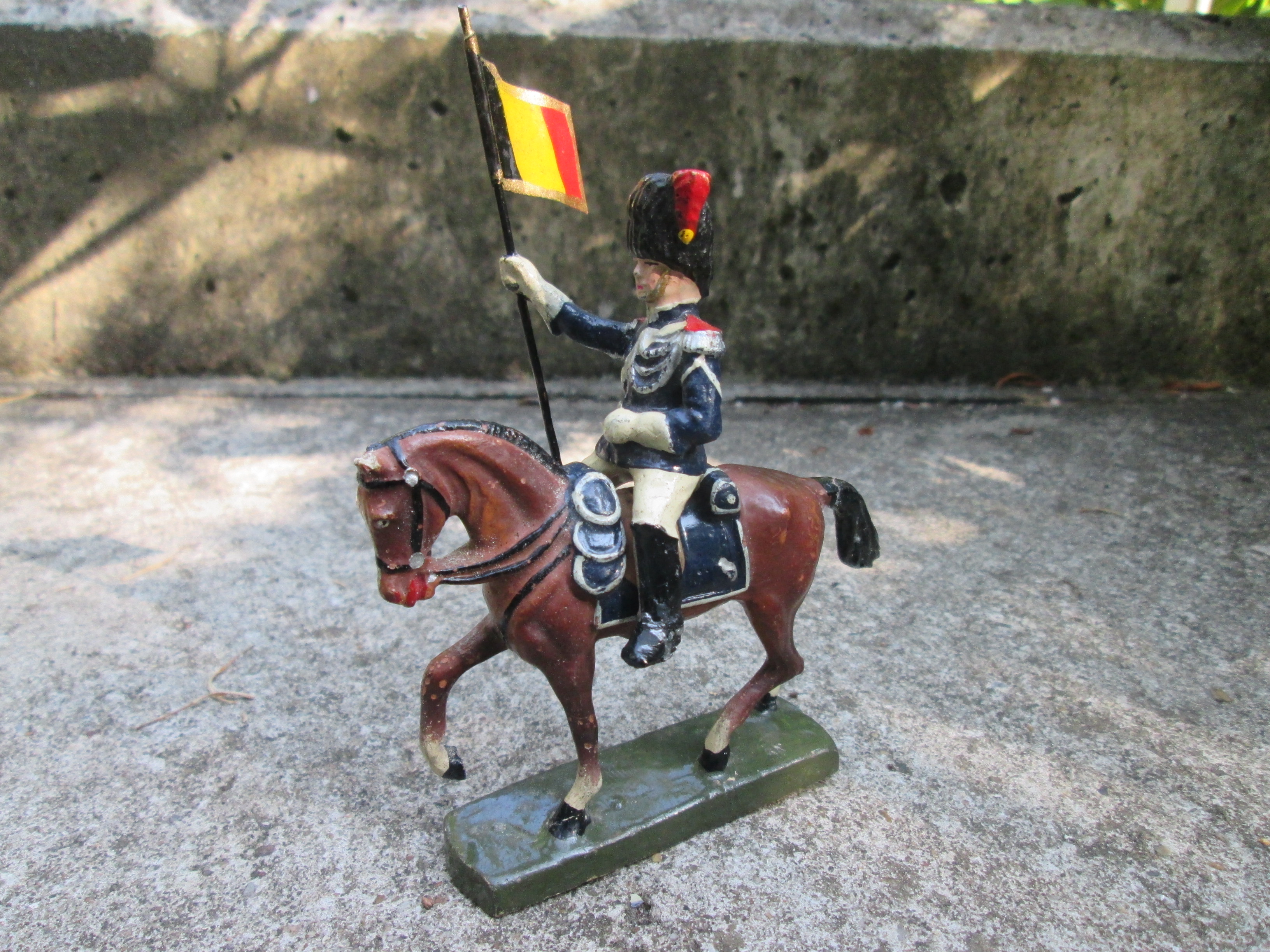 Belgium made toy soldier Police. Speelgoed ruiter, Rijkswacht ere- escorte te paard, TOP staat.