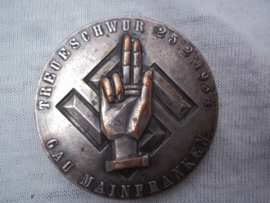 German tinnie, rally badge, Duitse tinnie, Treueschwur 25-2-1934- Gau Mainfranken.