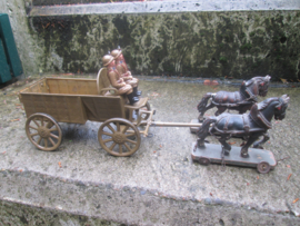 Belgische soldaten met voorraadwagen en twee paarden zeer goede staat.