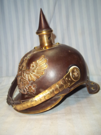 M1889 German Cuirassier helmet, Duitse kurassiershelm en mooi gemarkeerd, reservist. 8e Kurassier regiment.